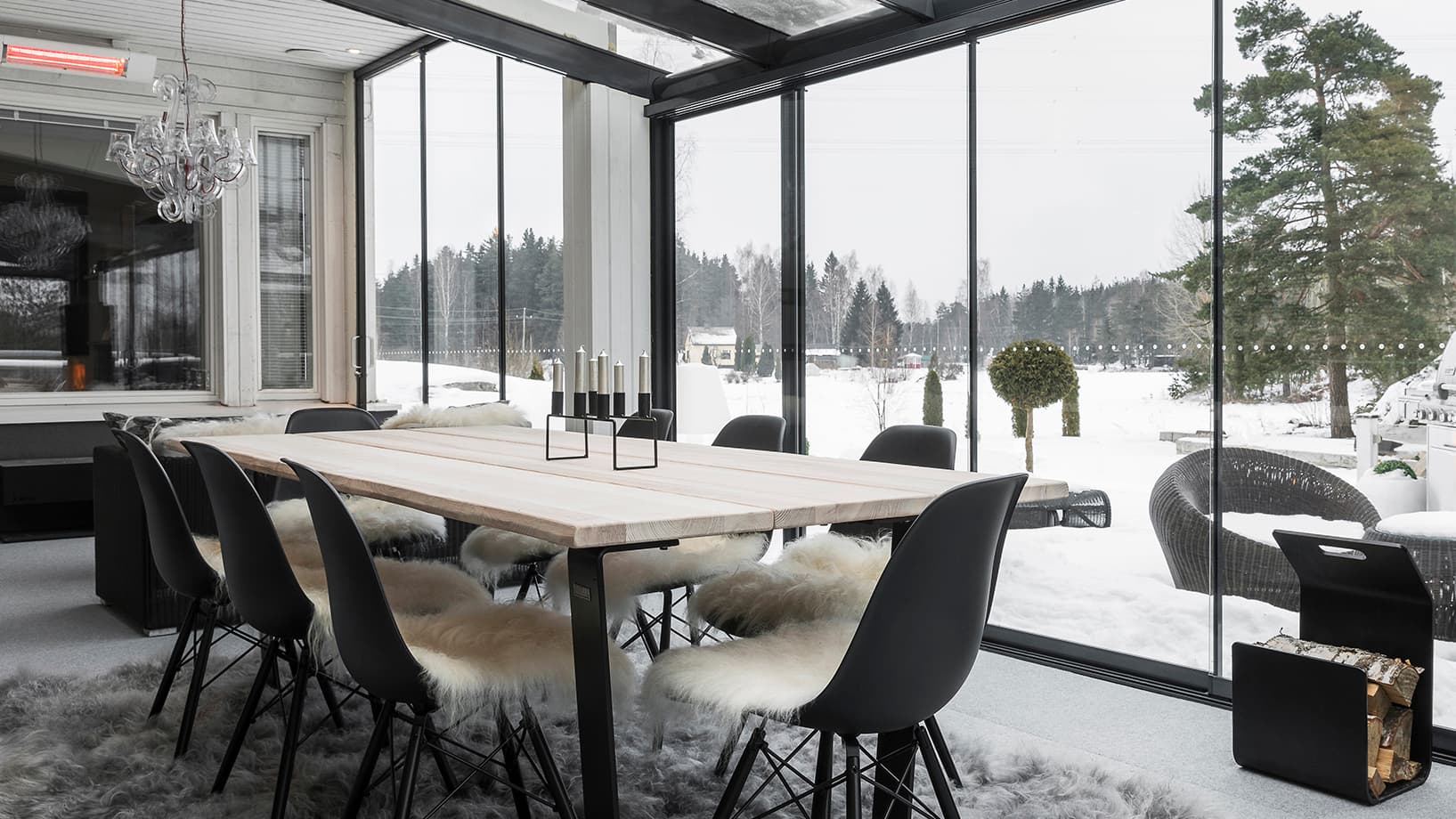 Lasita terassi talvella