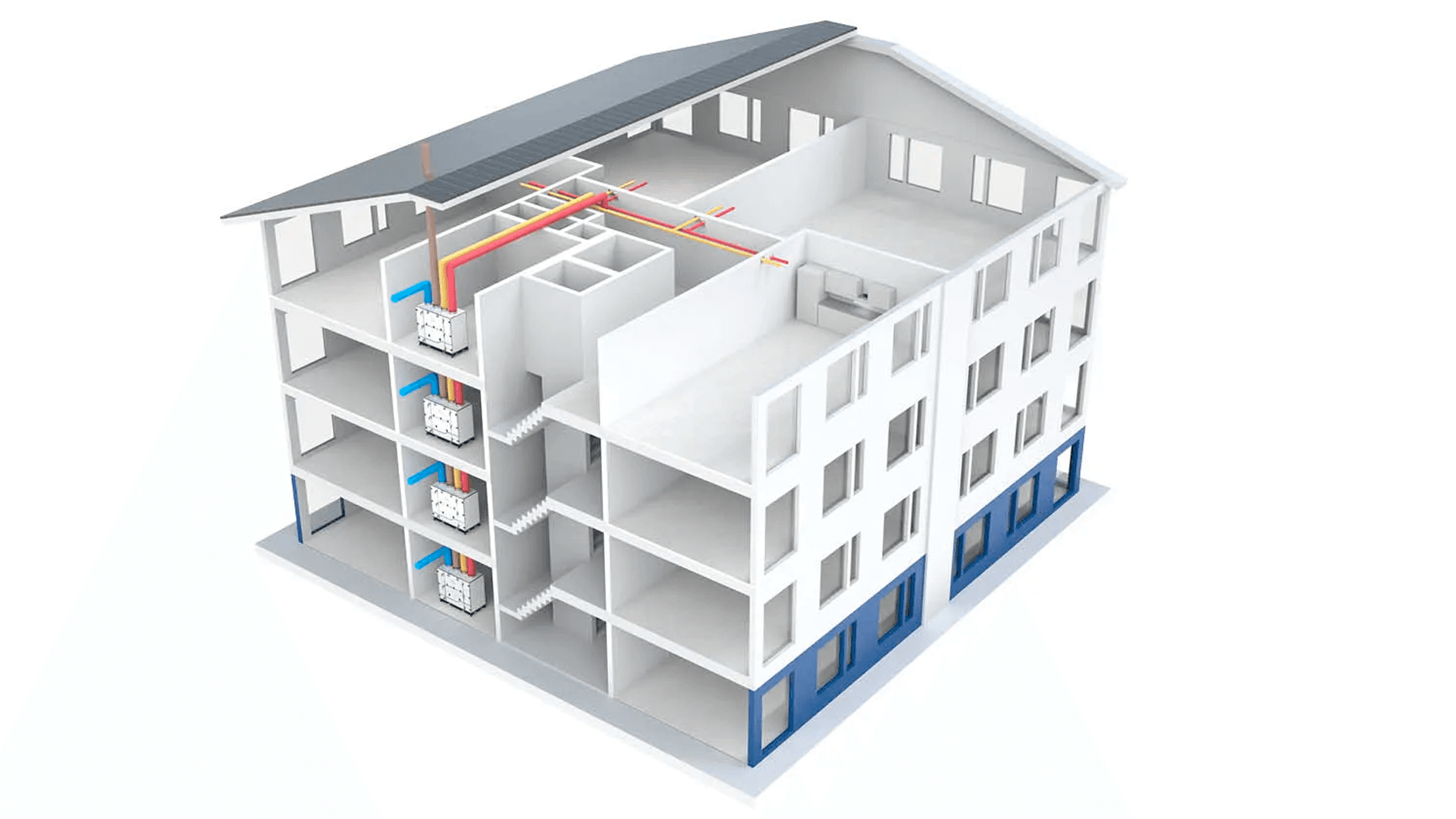 Yksi kone huolehtii talon kaikkien asuntojen sisäilmasta